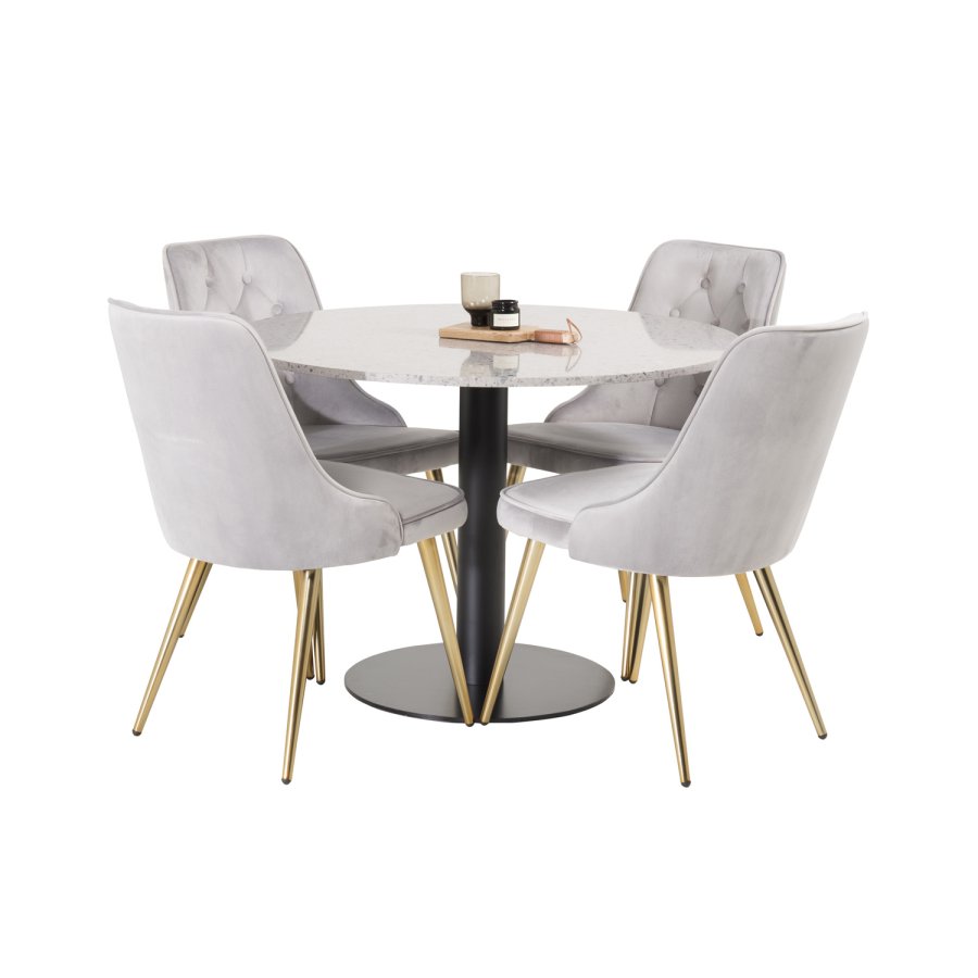 VENTURE DESIGN Razzia spisebord - gr terrazzo og sort metal (106)