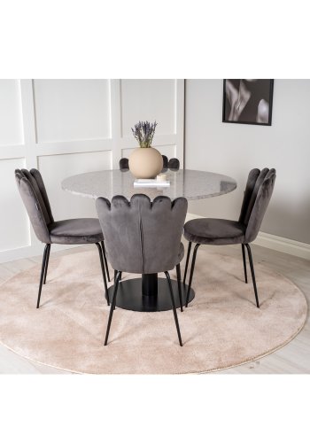 VENTURE DESIGN Razzia spisebord - gr terrazzo og sort metal (106)