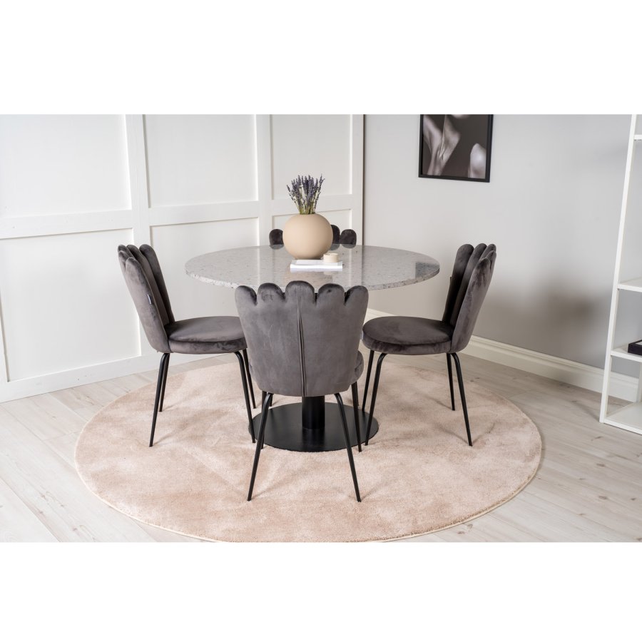 VENTURE DESIGN Razzia spisebord - gr terrazzo og sort metal (106)