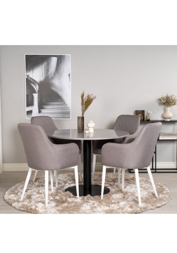 VENTURE DESIGN Razzia spisebord - gr terrazzo og sort metal (106)