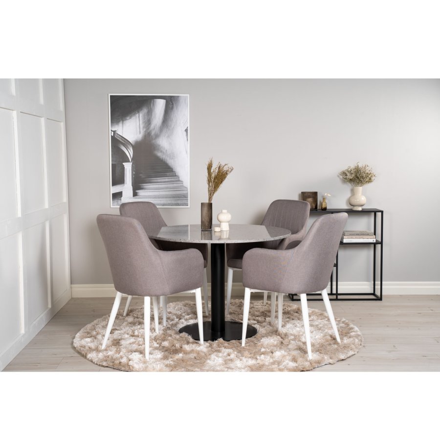 VENTURE DESIGN Razzia spisebord - gr terrazzo og sort metal (106)