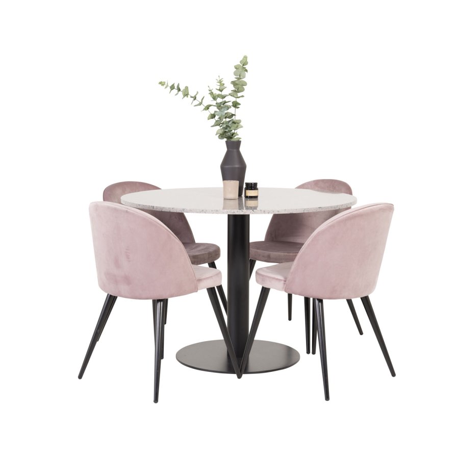 VENTURE DESIGN Razzia spisebord - gr terrazzo og sort metal (106)