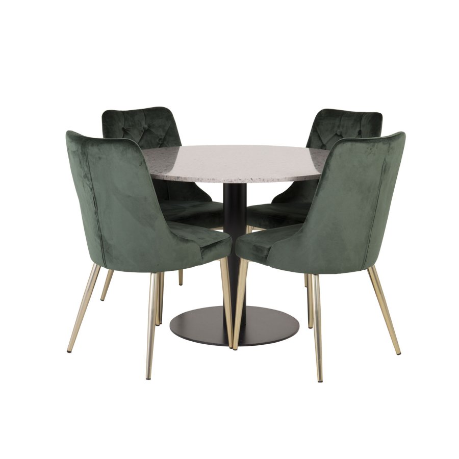 VENTURE DESIGN Razzia spisebord - gr terrazzo og sort metal (106)