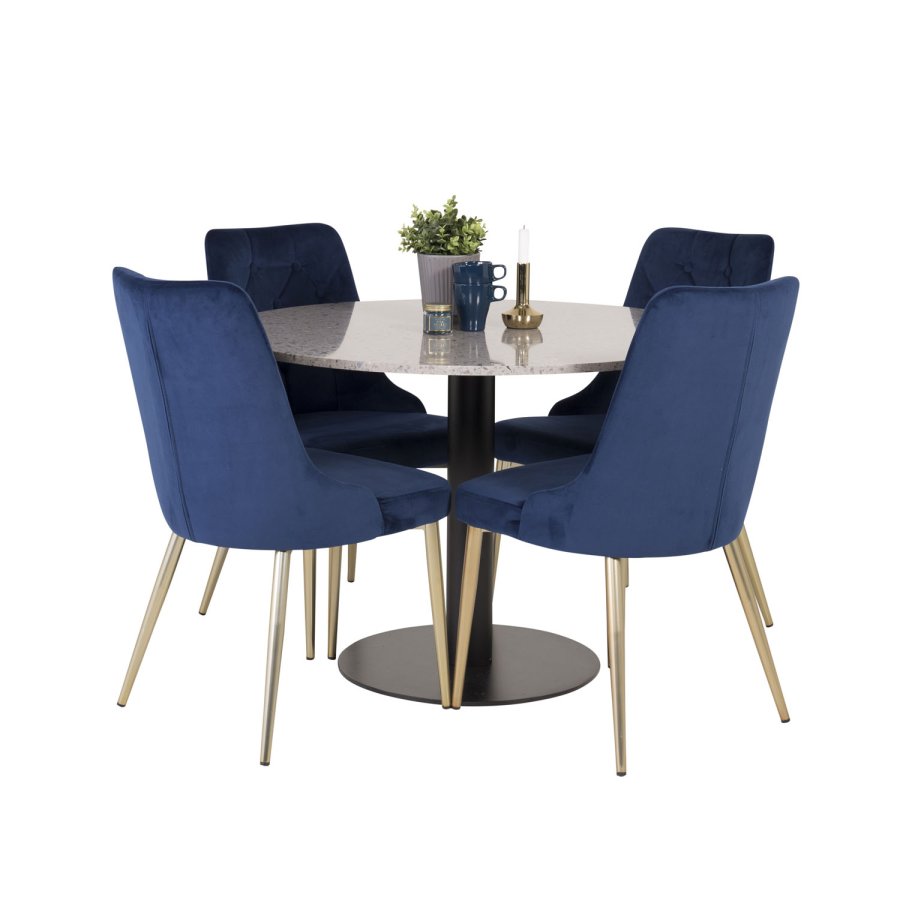 VENTURE DESIGN Razzia spisebord - gr terrazzo og sort metal (106)