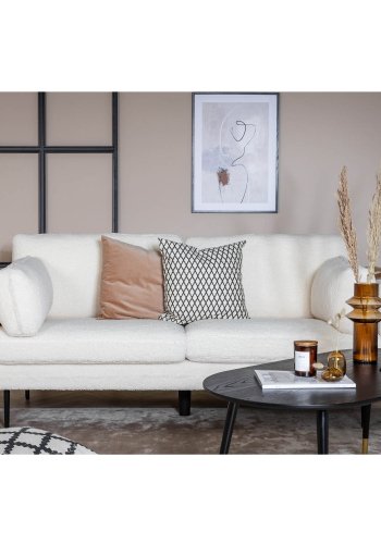 VENTURE DESIGN Boom 3 pers. sofa - hvid bamsestof polyester og sort metal