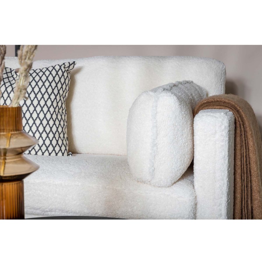 VENTURE DESIGN Boom 3 pers. sofa - hvid bamsestof polyester og sort metal