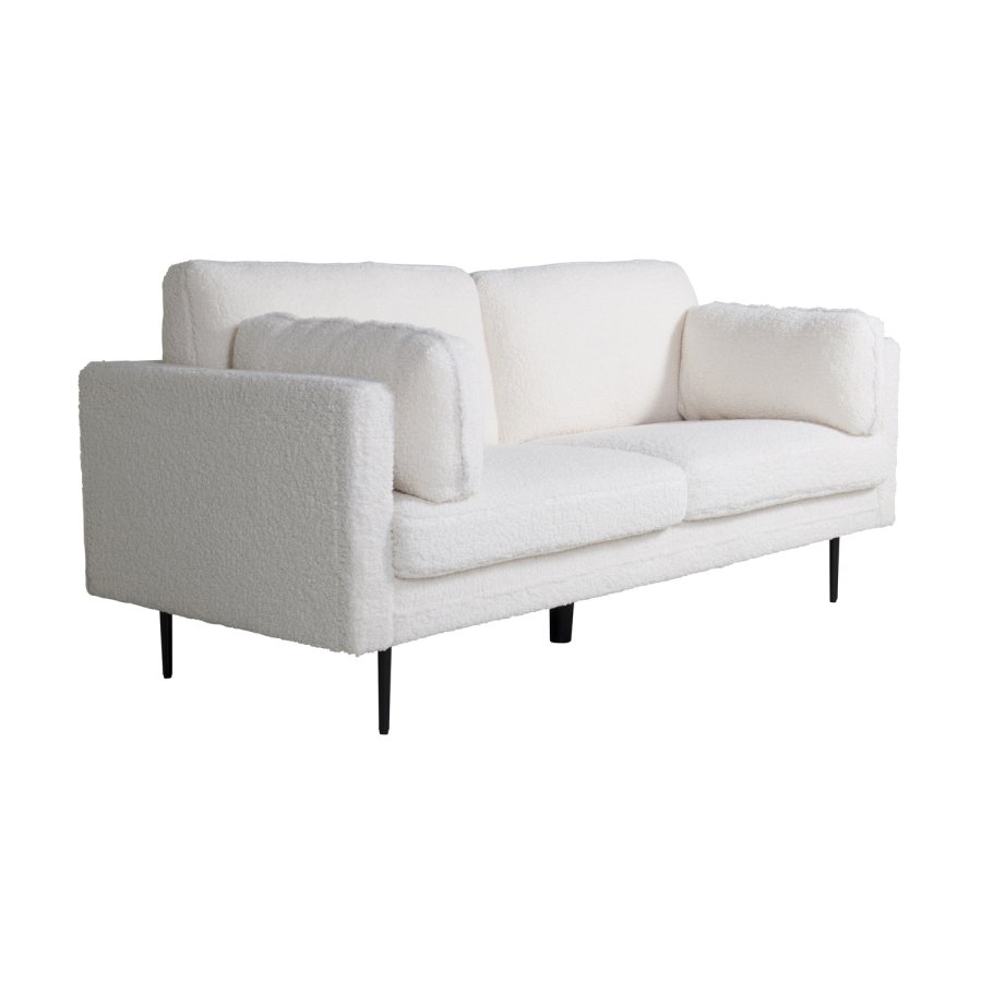 VENTURE DESIGN Boom 3 pers. sofa - hvid bamsestof polyester og sort metal