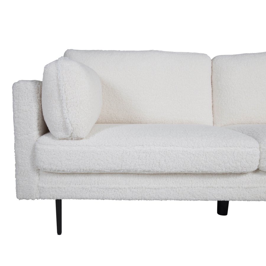 VENTURE DESIGN Boom 3 pers. sofa - hvid bamsestof polyester og sort metal