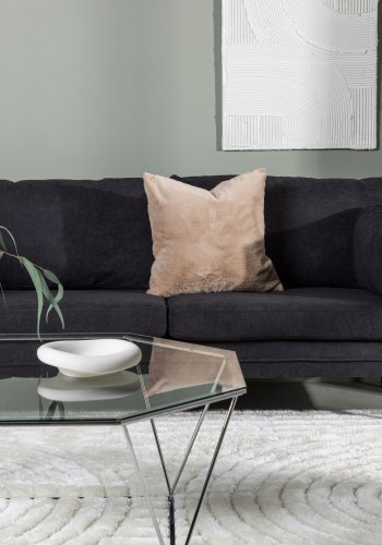 VENTURE DESIGN Boom sofa - sort stof/linned og sort stl
