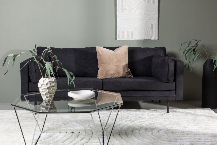 VENTURE DESIGN Boom sofa - sort stof/linned og sort stl