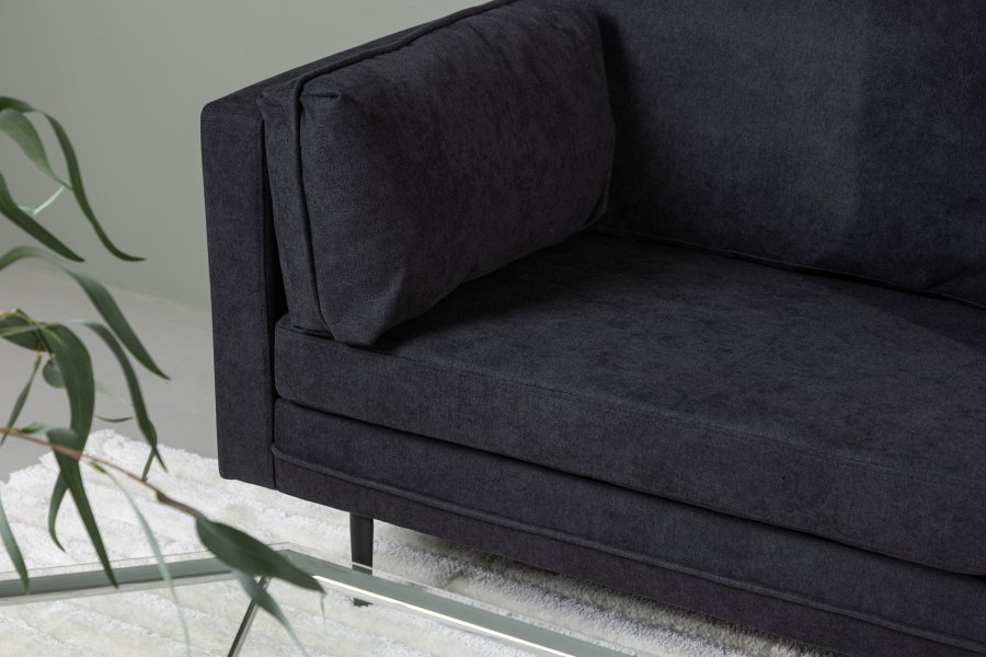 VENTURE DESIGN Boom sofa - sort stof/linned og sort stl