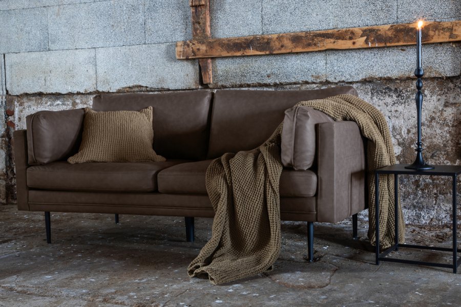 VENTURE DESIGN Boom 3 pers. sofa - brun mikrofiber og sort stl