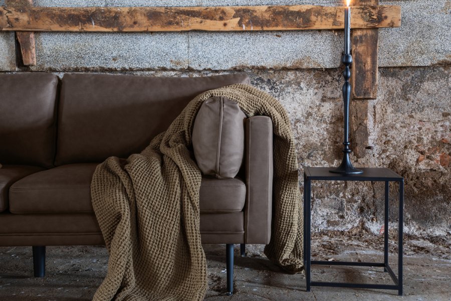 VENTURE DESIGN Boom 3 pers. sofa - brun mikrofiber og sort stl