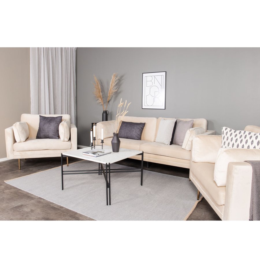 VENTURE DESIGN Boom lnestol, m. armln - creme stof og metal