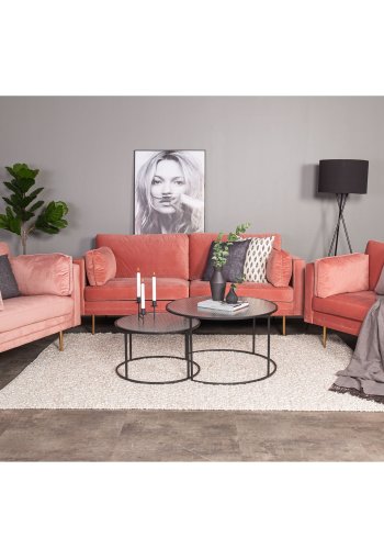 VENTURE DESIGN Boom lnestol, m. armln - rosa polyester og metal