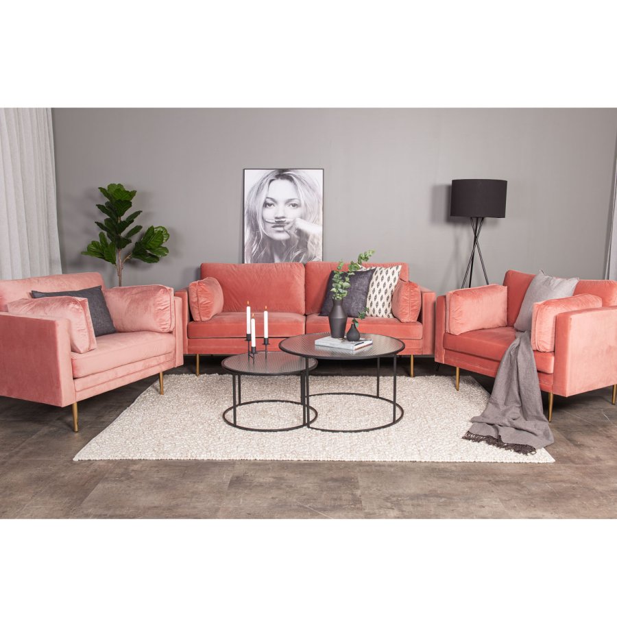 VENTURE DESIGN Boom lnestol, m. armln - rosa polyester og metal