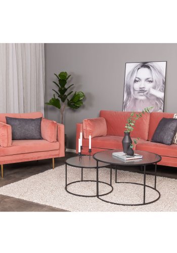 VENTURE DESIGN Boom lnestol, m. armln - rosa polyester og metal