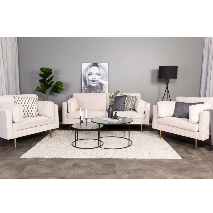 VENTURE DESIGN Boom lnestol, m. armln - beige polyester og metal