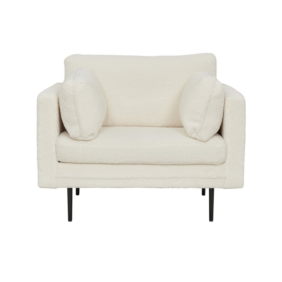 VENTURE DESIGN Boom lnestol - hvid bamsestof polyester og sort metal