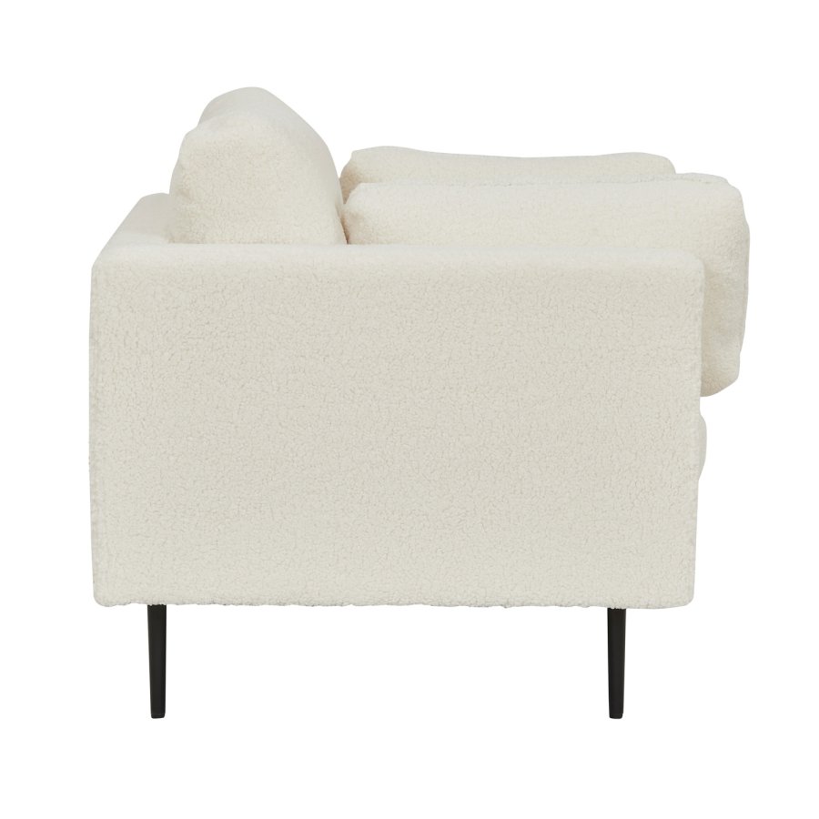 VENTURE DESIGN Boom lnestol - hvid bamsestof polyester og sort metal