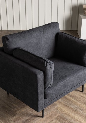 VENTURE DESIGN Boom lnestol, m. armln - sort polyester stof og stl