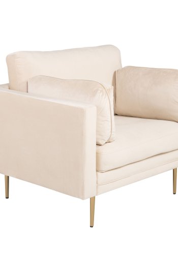 VENTURE DESIGN Boom lnestol, m. armln - creme stof og metal