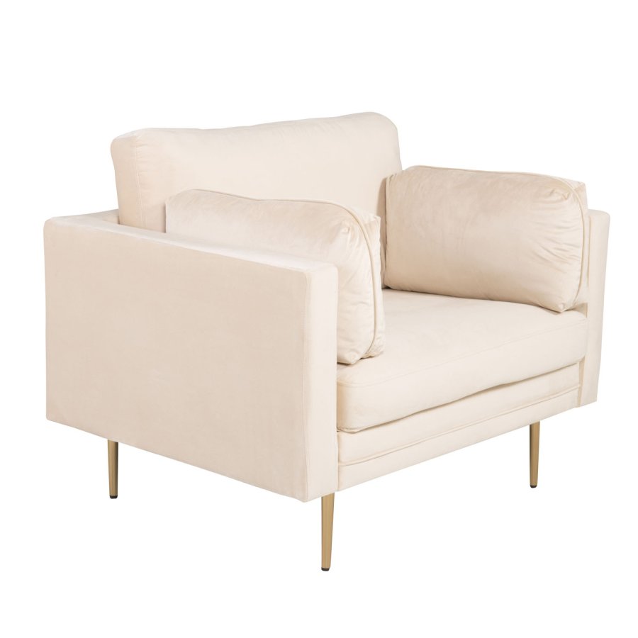 VENTURE DESIGN Boom lnestol, m. armln - creme stof og metal