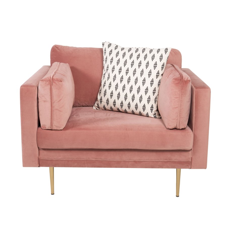 VENTURE DESIGN Boom lnestol, m. armln - rosa polyester og metal