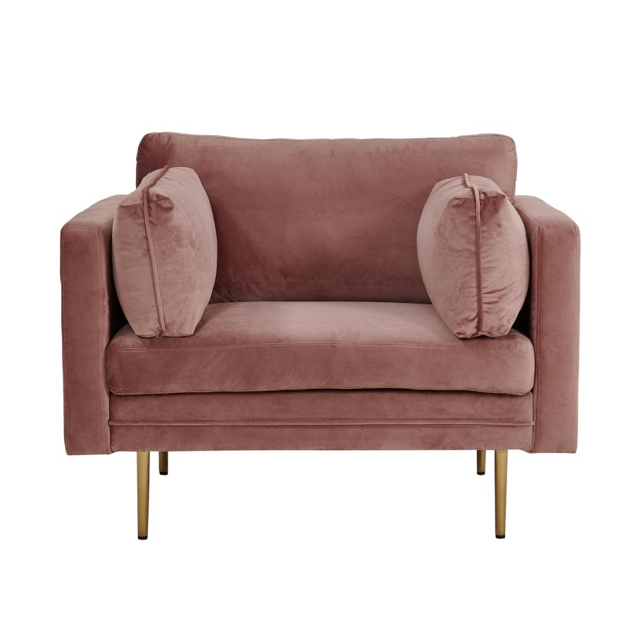 VENTURE DESIGN Boom lnestol, m. armln - rosa polyester og metal