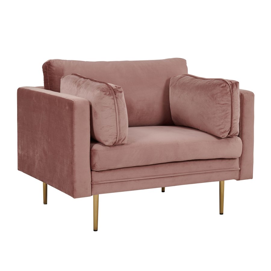 VENTURE DESIGN Boom lnestol, m. armln - rosa polyester og metal