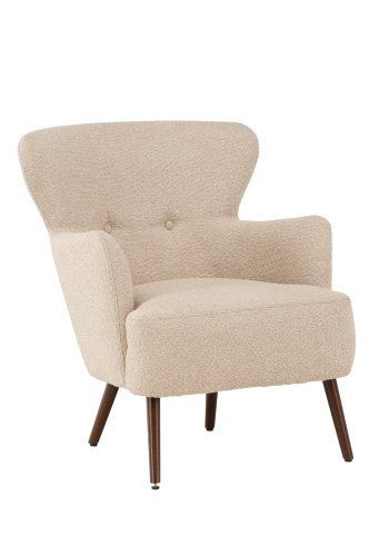 VENTURE DESIGN Lincoln lnestol - beige bouclè stof og valnd stl