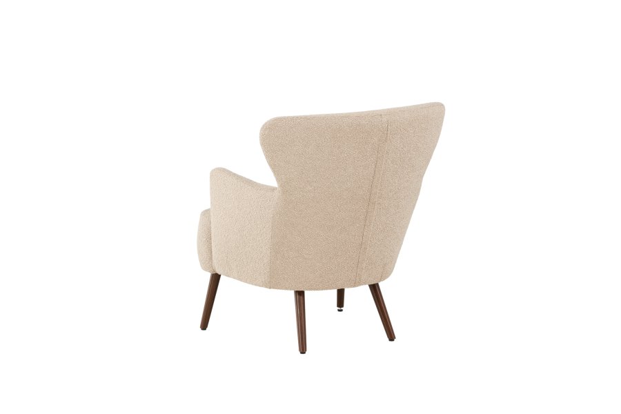 VENTURE DESIGN Lincoln lnestol - beige bouclè stof og valnd stl