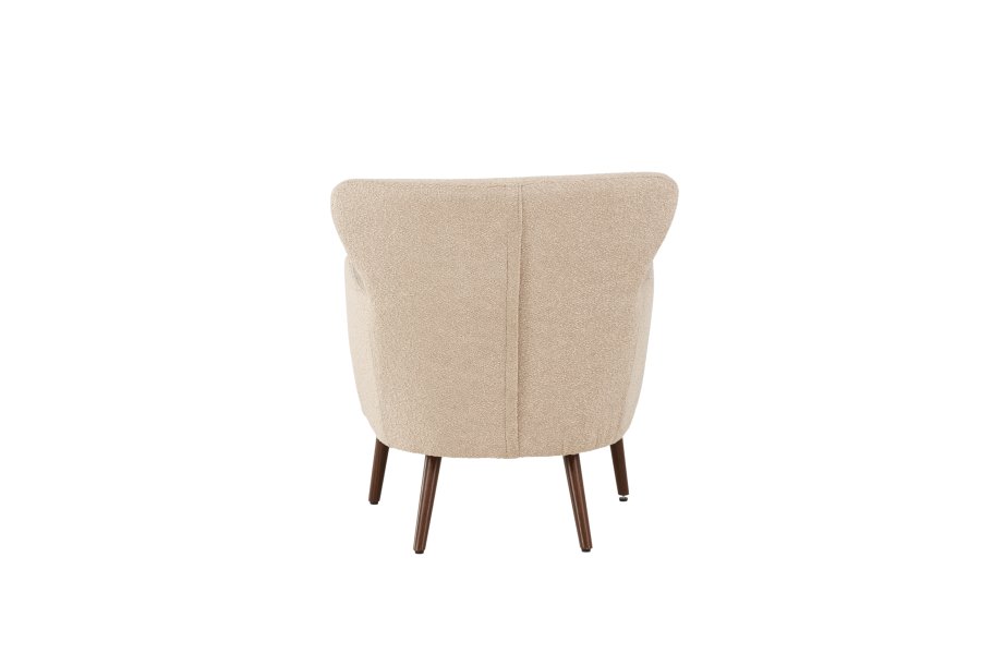 VENTURE DESIGN Lincoln lnestol - beige bouclè stof og valnd stl
