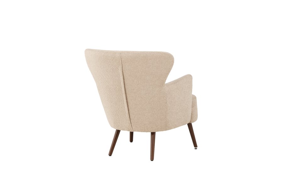 VENTURE DESIGN Lincoln lnestol - beige bouclè stof og valnd stl
