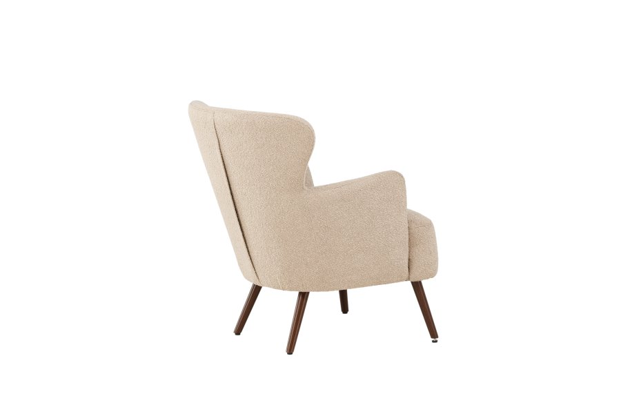 VENTURE DESIGN Lincoln lnestol - beige bouclè stof og valnd stl