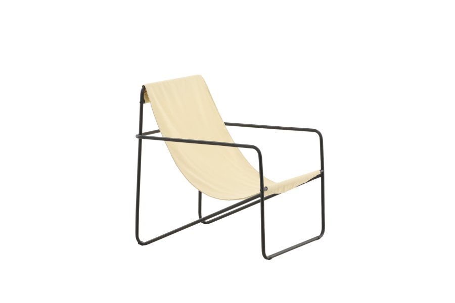 VENTURE DESIGN Vernon lnestol - beige hr/polyester og sort stl