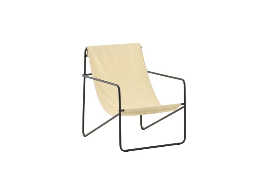 VENTURE DESIGN Vernon lnestol - beige hr/polyester og sort stl