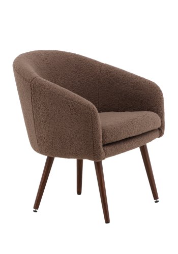 VENTURE DESIGN Wanda lnestol - brun bamsestof polyester og mrk valnd stl