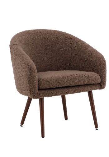 VENTURE DESIGN Wanda lnestol - brun bamsestof polyester og mrk valnd stl