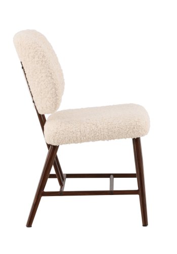 VENTURE DESIGN Midland loungestol - hvid bamsestof polyester og brun stl