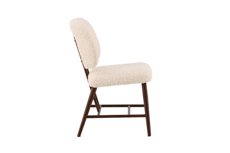 VENTURE DESIGN Midland loungestol - hvid bamsestof polyester og brun stl