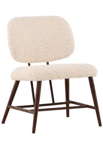 VENTURE DESIGN Midland loungestol - hvid bamsestof polyester og brun stl