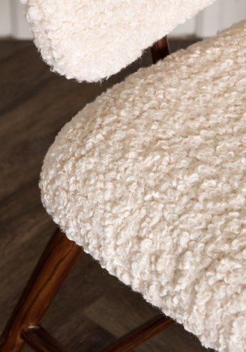 VENTURE DESIGN Midland loungestol - hvid bamsestof polyester og brun stl