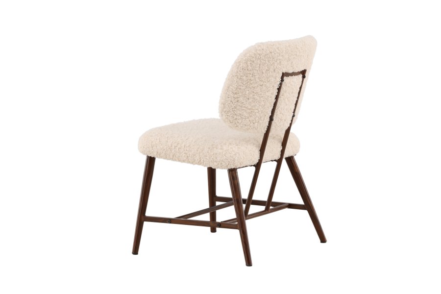 VENTURE DESIGN Midland loungestol - hvid bamsestof polyester og brun stl