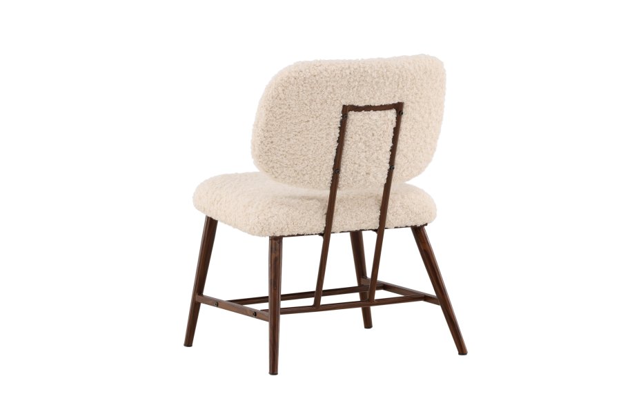 VENTURE DESIGN Midland loungestol - hvid bamsestof polyester og brun stl