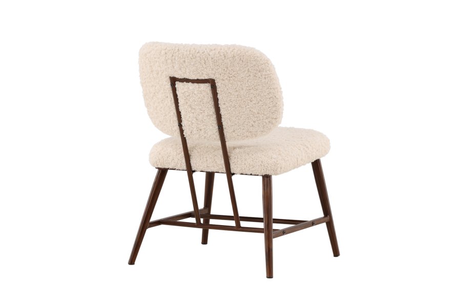 VENTURE DESIGN Midland loungestol - hvid bamsestof polyester og brun stl