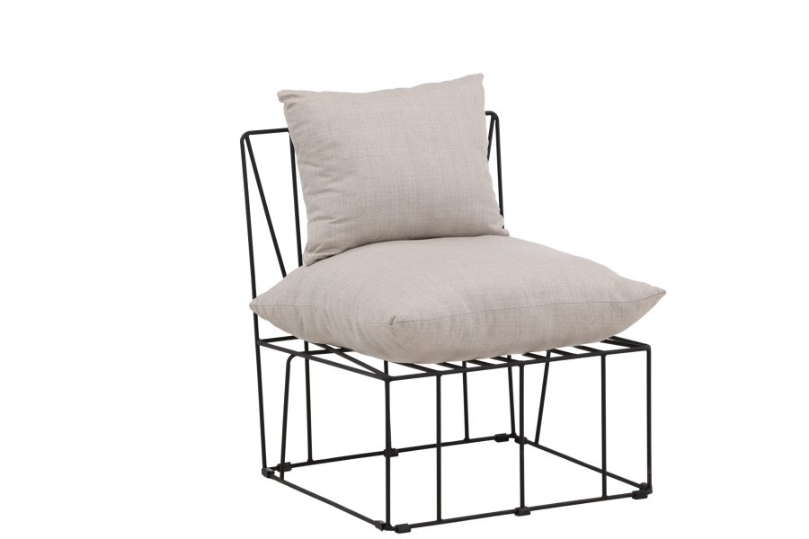 VENTURE DESIGN Livonia loungestol - beige polyester og sort stl