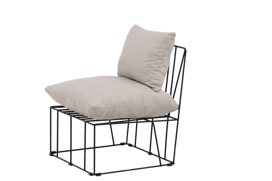 VENTURE DESIGN Livonia loungestol - beige polyester og sort stl