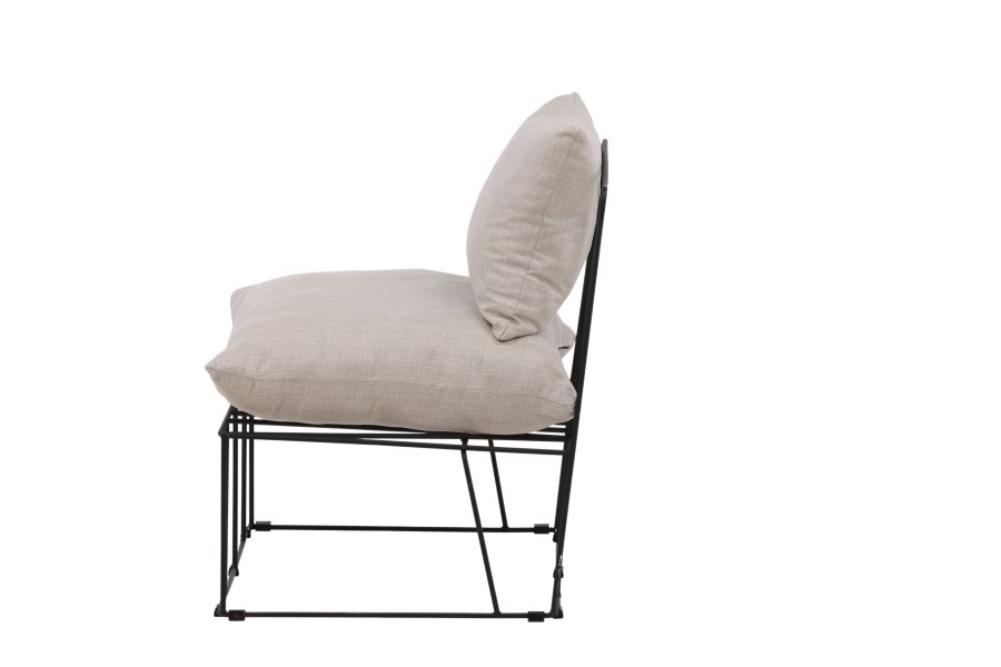 VENTURE DESIGN Livonia loungestol - beige polyester og sort stl