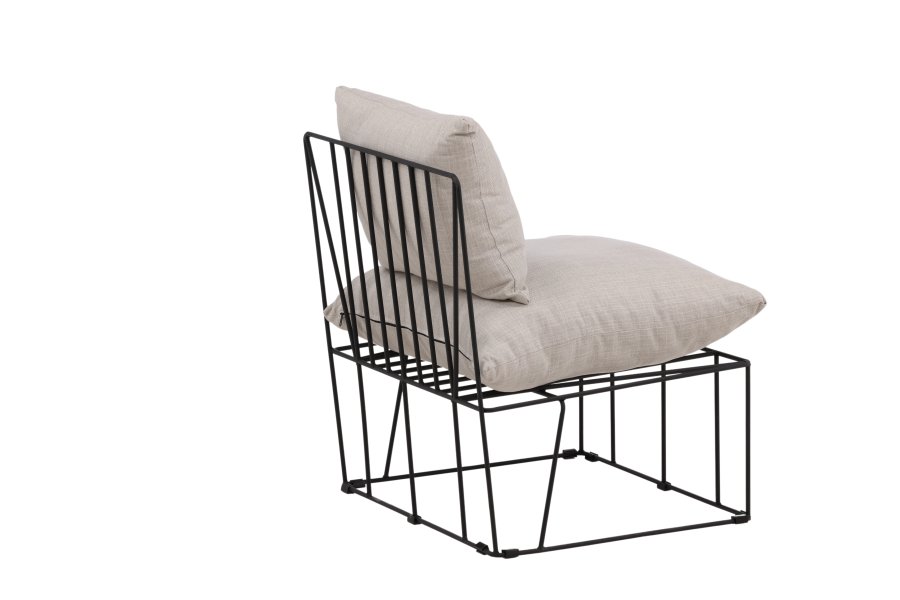 VENTURE DESIGN Livonia loungestol - beige polyester og sort stl